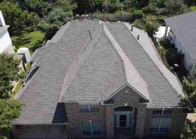 A full roof and gutter replacement on a residential home in Austin Texas with GAF Timberline HDZ shingles, and the complete GAF roofing system with a Silver Pledge 10 year workmanship warranty.