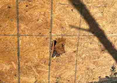 A storm damaged roof that we repaired and then did a full shingle replacement on a home in Leander Texas.