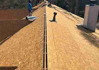 A storm damaged roof that we repaired and then did a full shingle replacement on a home in Leander Texas.
