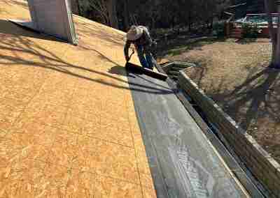 A storm damaged roof that we repaired and then did a full shingle replacement on a home in Leander Texas.