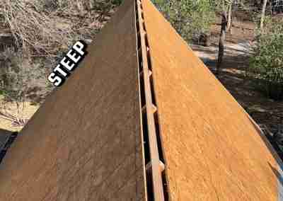 A storm damaged roof that we repaired and then did a full shingle replacement on a home in Leander Texas.