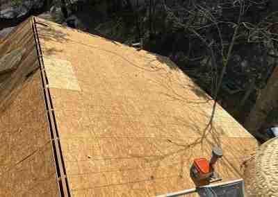 A storm damaged roof that we repaired and then did a full shingle replacement on a home in Leander Texas.