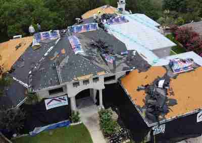 A roof and gutter replacement with the GAF roofing system and Timberline HDZ shingles in Marble Falls Texas