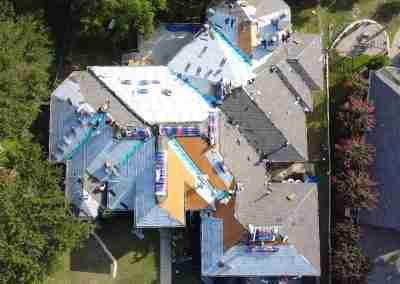 A roof and gutter replacement with the GAF roofing system and Timberline HDZ shingles in Marble Falls Texas
