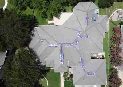 A roof and gutter replacement with the GAF roofing system and Timberline HDZ shingles in Marble Falls Texas