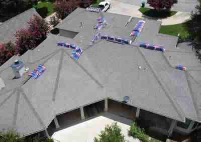 A roof and gutter replacement with the GAF roofing system and Timberline HDZ shingles in Marble Falls Texas