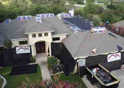 A roof and gutter replacement with the GAF roofing system and Timberline HDZ shingles in Marble Falls Texas