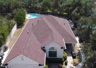 A new roof on a residential home in Austin, Texas using GAF Class 4 Impact Resistant Armor Shield II shingles.