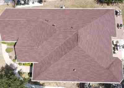 A new roof on a residential home in Austin, Texas using GAF Class 4 Impact Resistant Armor Shield II shingles.