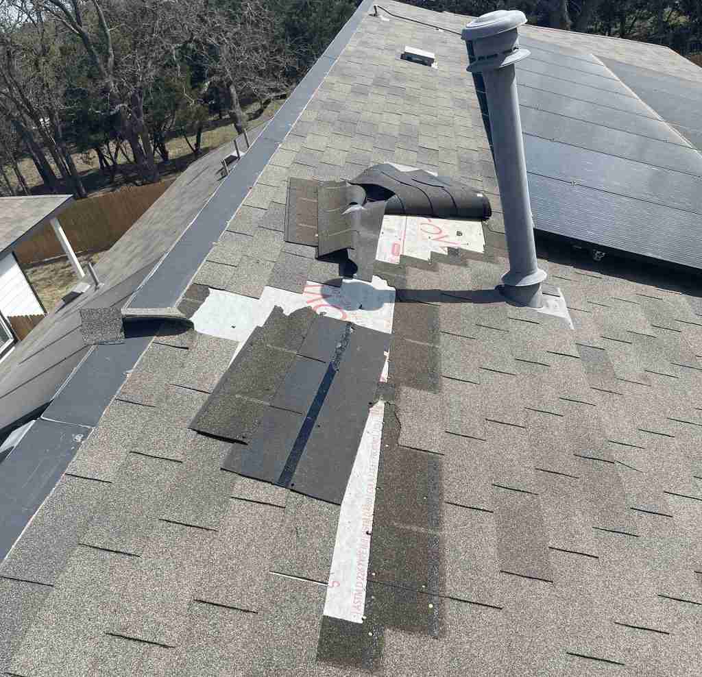 Extreme Hail Damage on a Roof in Central Texas Roof Repairs on a Shingle Roof in Liberty Hill Texas