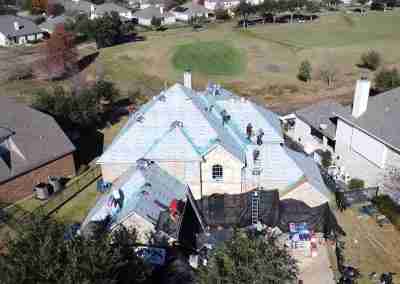 A damaged roof replacement we completed in Round Rock Texas with GAF Timberline HDZ shingles and a 10 year Silver Pledge workmanship warranty.