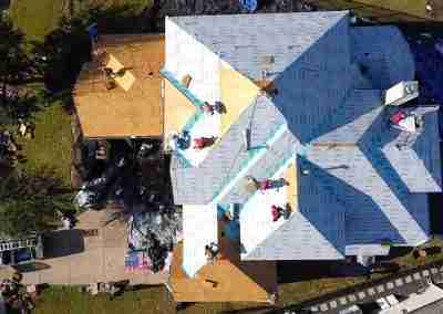 A damaged roof replacement we completed in Round Rock Texas with GAF Timberline HDZ shingles and a 10 year Silver Pledge workmanship warranty.
