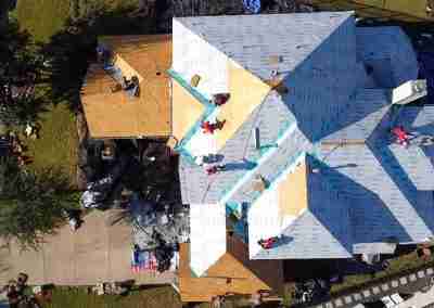 A damaged roof replacement we completed in Round Rock Texas with GAF Timberline HDZ shingles and a 10 year Silver Pledge workmanship warranty.