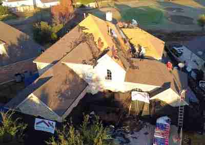 A damaged roof replacement we completed in Round Rock Texas with GAF Timberline HDZ shingles and a 10 year Silver Pledge workmanship warranty.