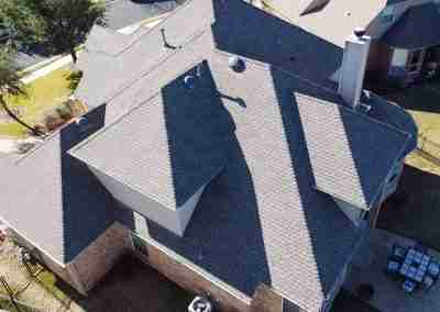 A damaged roof replacement we completed in Round Rock Texas with GAF Timberline HDZ shingles and a 10 year Silver Pledge workmanship warranty.