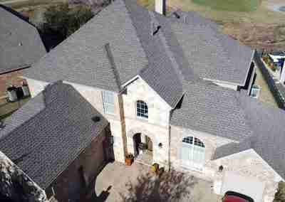A damaged roof replacement we completed in Round Rock Texas with GAF Timberline HDZ shingles and a 10 year Silver Pledge workmanship warranty.