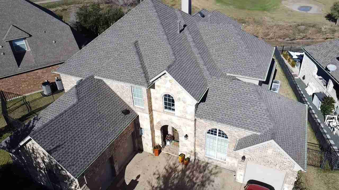 A damaged roof replacement we completed in Round Rock Texas with GAF Timberline HDZ shingles and a 10 year Silver Pledge workmanship warranty.