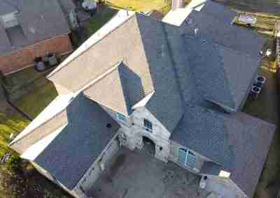 A damaged roof replacement we completed in Round Rock Texas with GAF Timberline HDZ shingles and a 10 year Silver Pledge workmanship warranty.