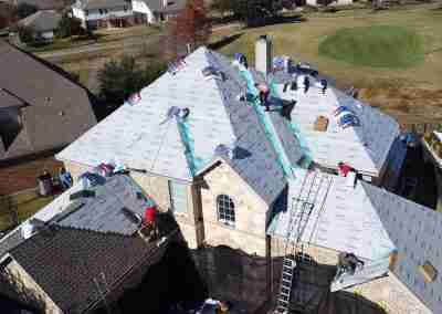 A damaged roof replacement we completed in Round Rock Texas with GAF Timberline HDZ shingles and a 10 year Silver Pledge workmanship warranty.