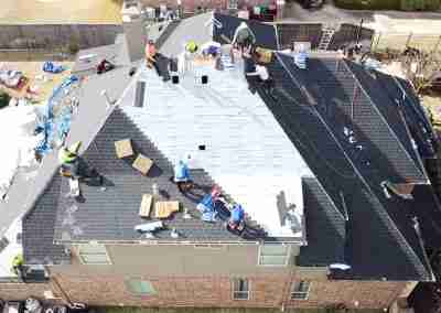 A roof repair and replace project we completed in Missouri City Texas using Charcoal Black GAF Timberline HDZ shingles.