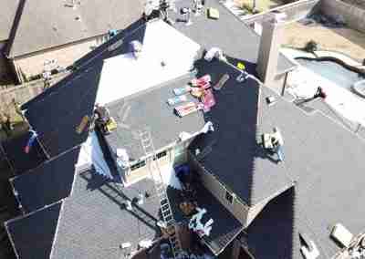 A roof repair and replace project we completed in Missouri City Texas using Charcoal Black GAF Timberline HDZ shingles.