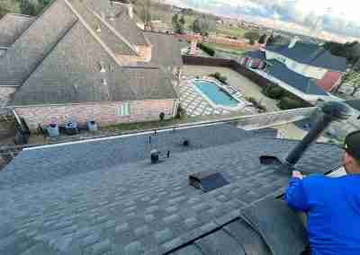 A roof repair and replace project we completed in Missouri City Texas using Charcoal Black GAF Timberline HDZ shingles.