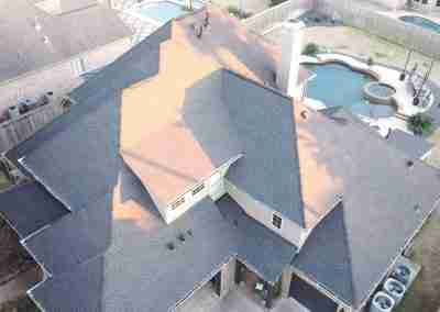 A roof repair and replace project we completed in Missouri City Texas using Charcoal Black GAF Timberline HDZ shingles.